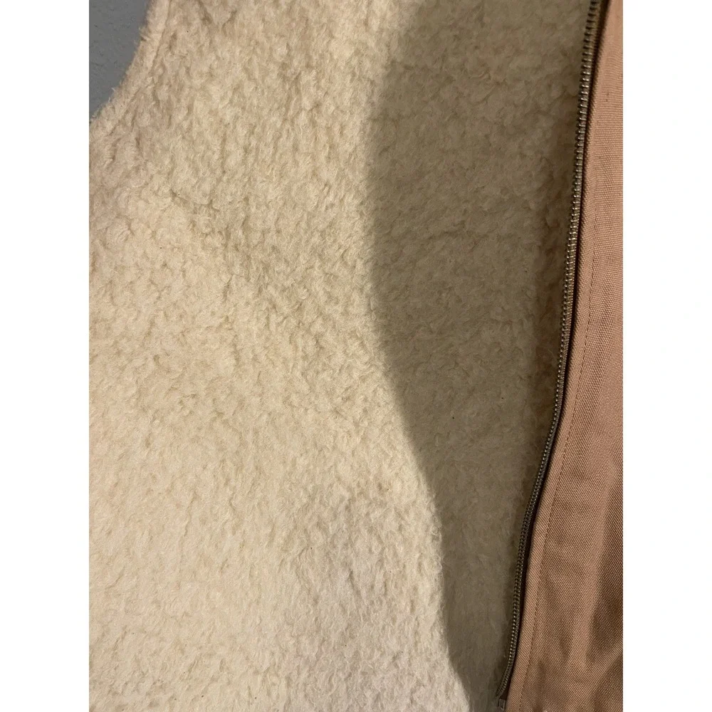 Vintage CARHARTT Brown Duck Vest Sherpa Lined 6SV Hunting USA 2XL Distressed - Picture 6 of 11